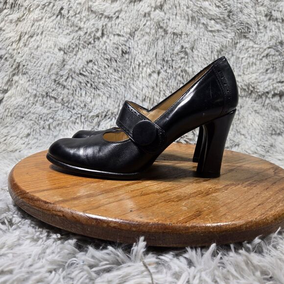 Antonio Melani Womens Size 7.5M Black Leather Stretch Buckle Block Heels Pumps - Picture 9 of 9
